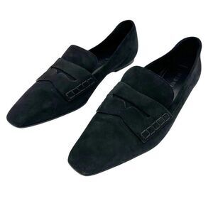Marion Parke Black Suede Calder Penny Loafers Flats Square Toe Size 41 - 10 10.5